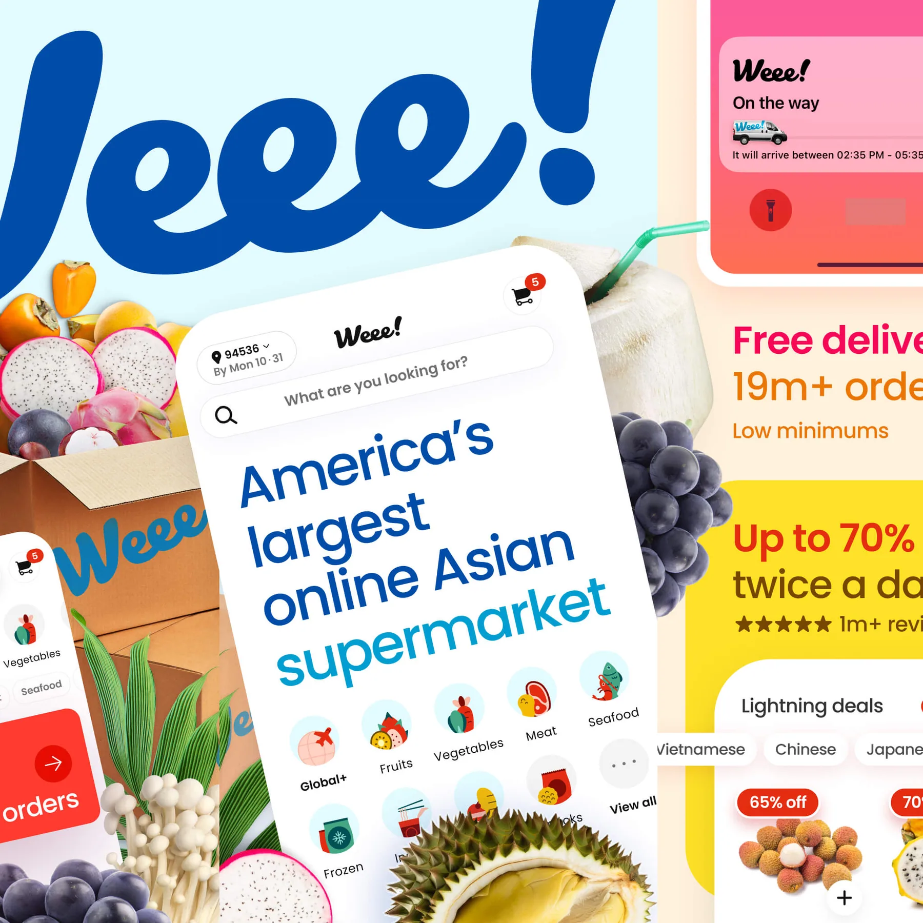 Weee! app advertising collage
