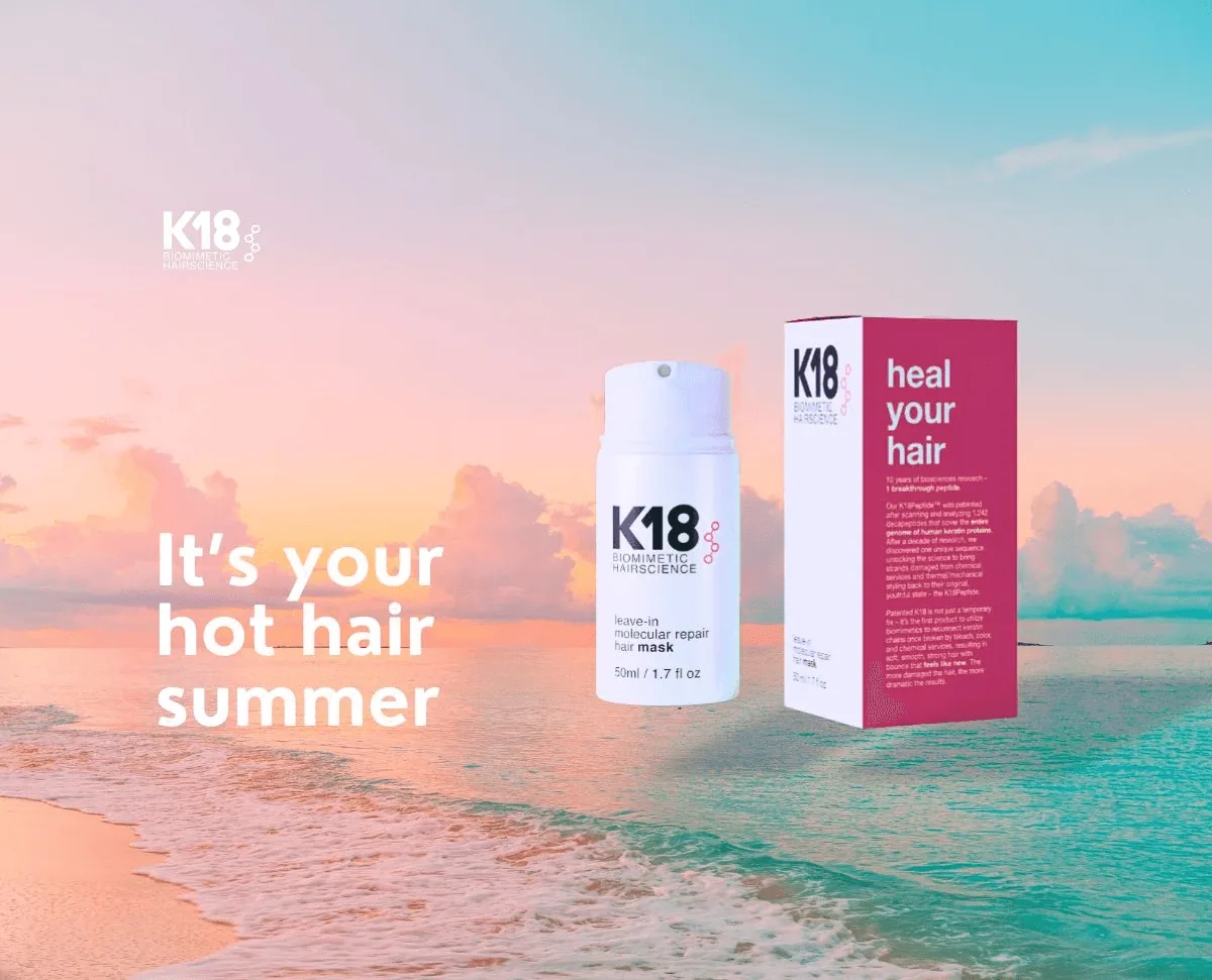 K18 “It’s your hot hair summer” campaign key visual