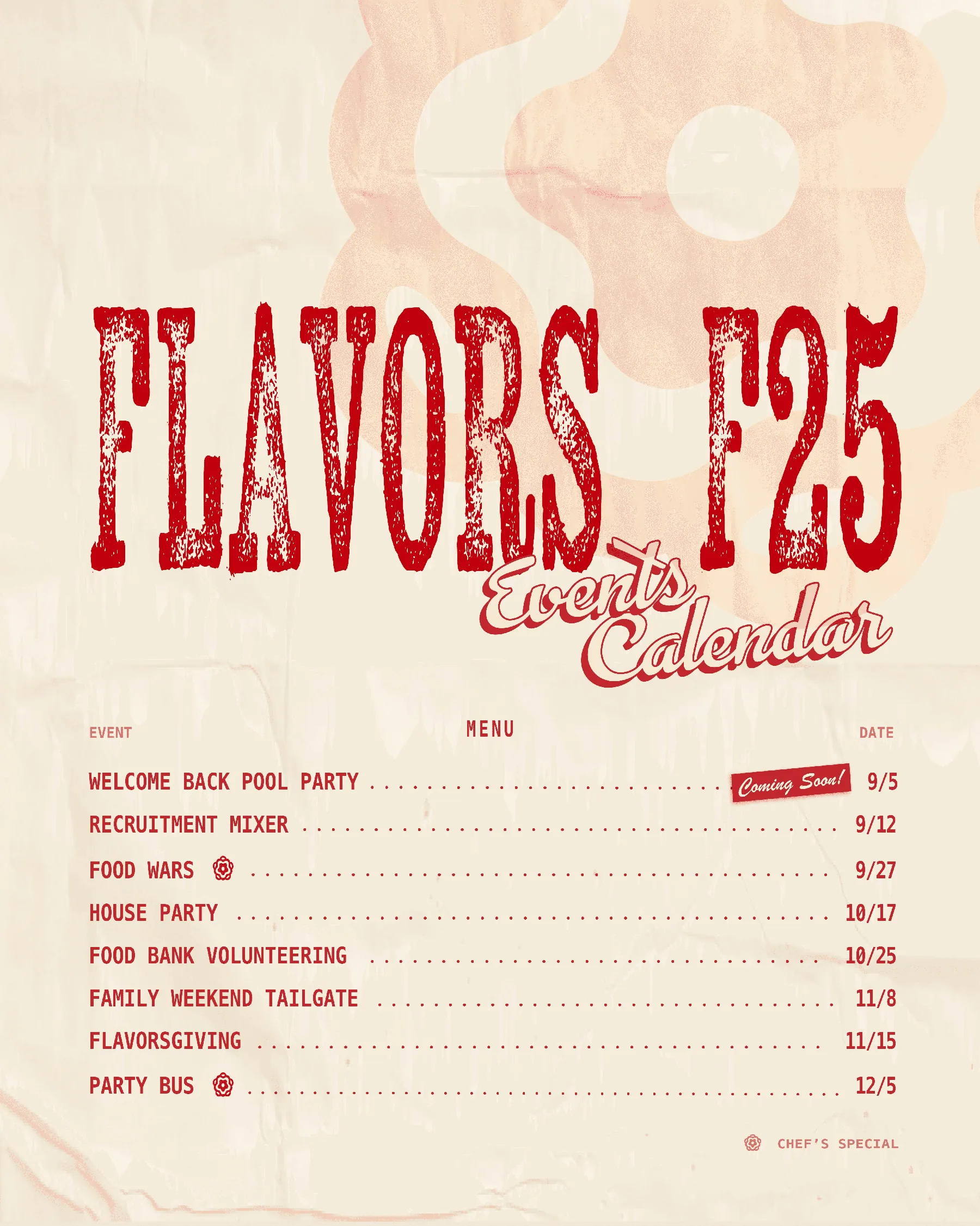 USC Flavors F25 event calendar